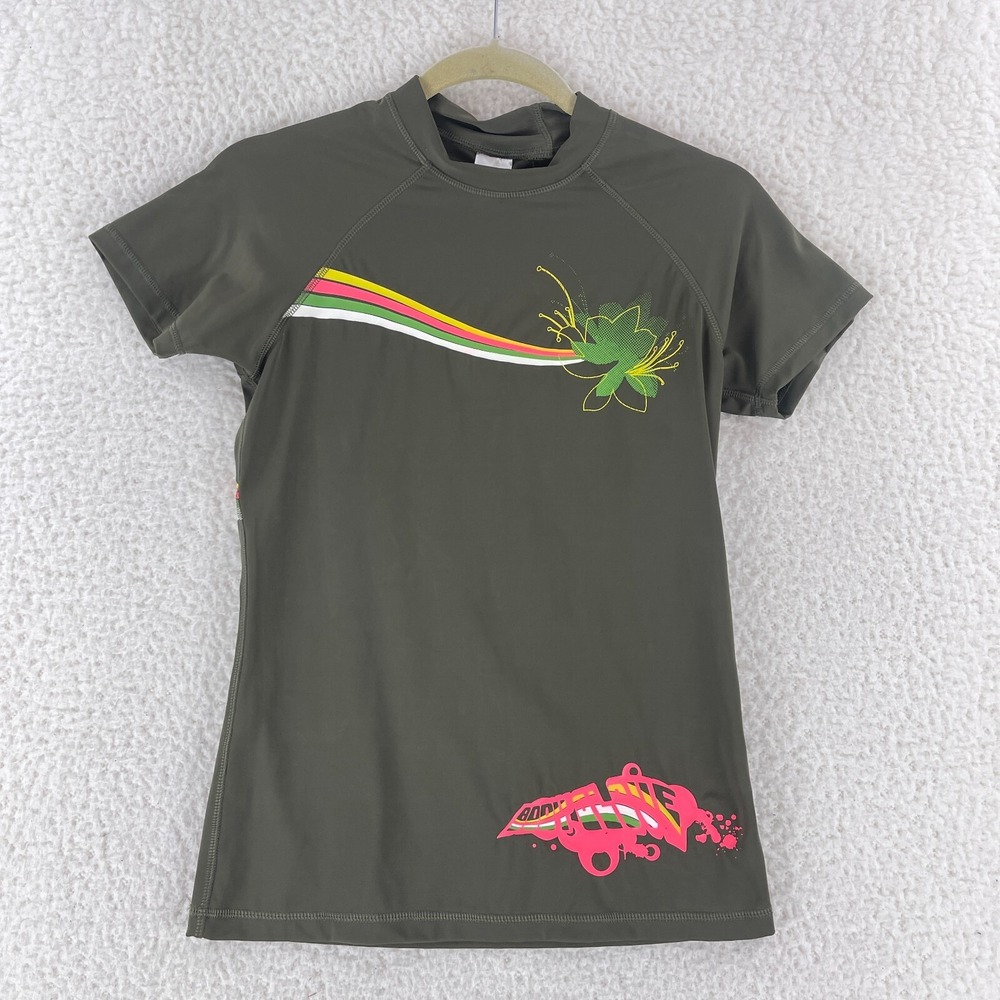 Body Glove Green Short Sleeve Rash Guard‎ Shirt Teen Girl Pullover Swim Size M